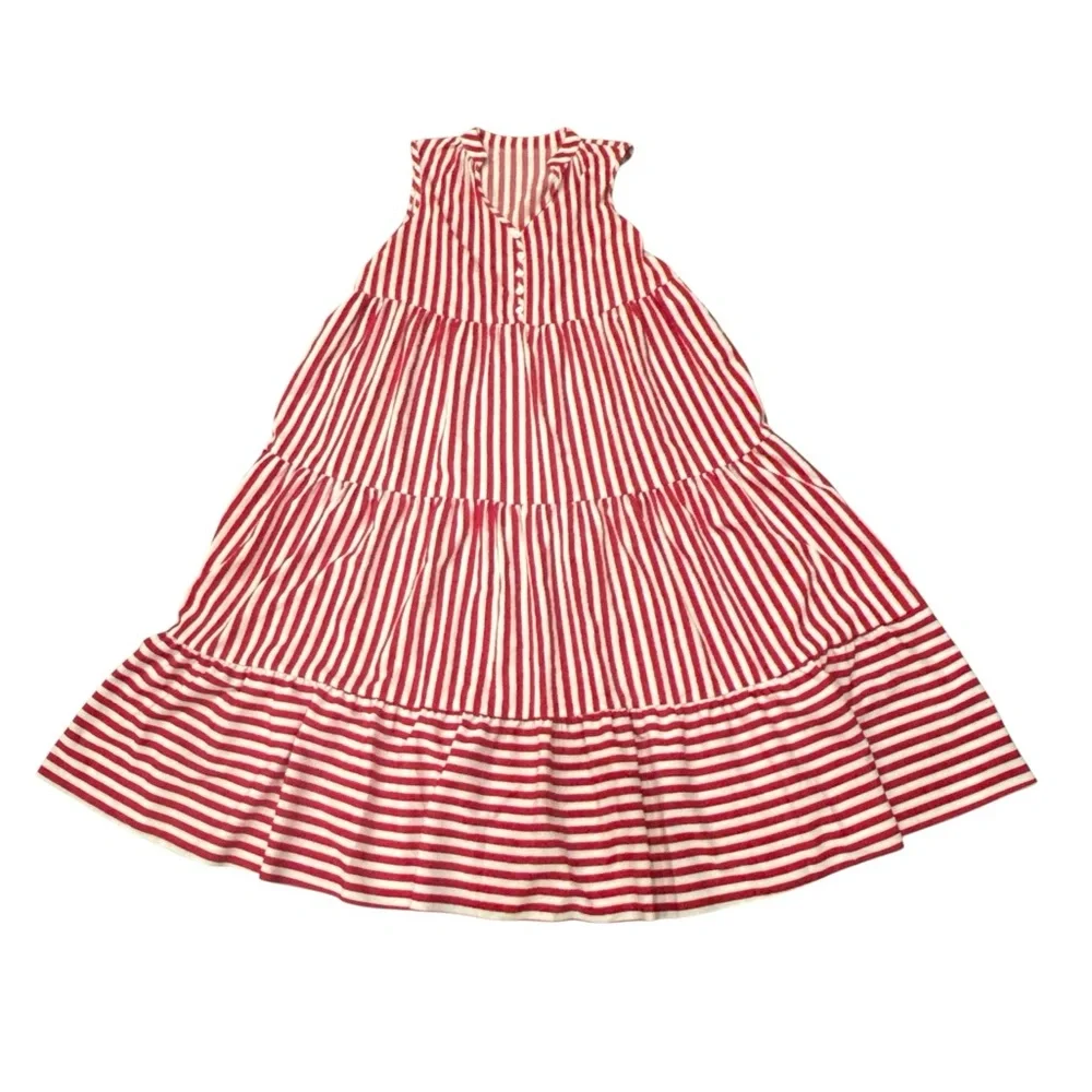 Red and White Striped Maxi Dress - Picture 3 of 7